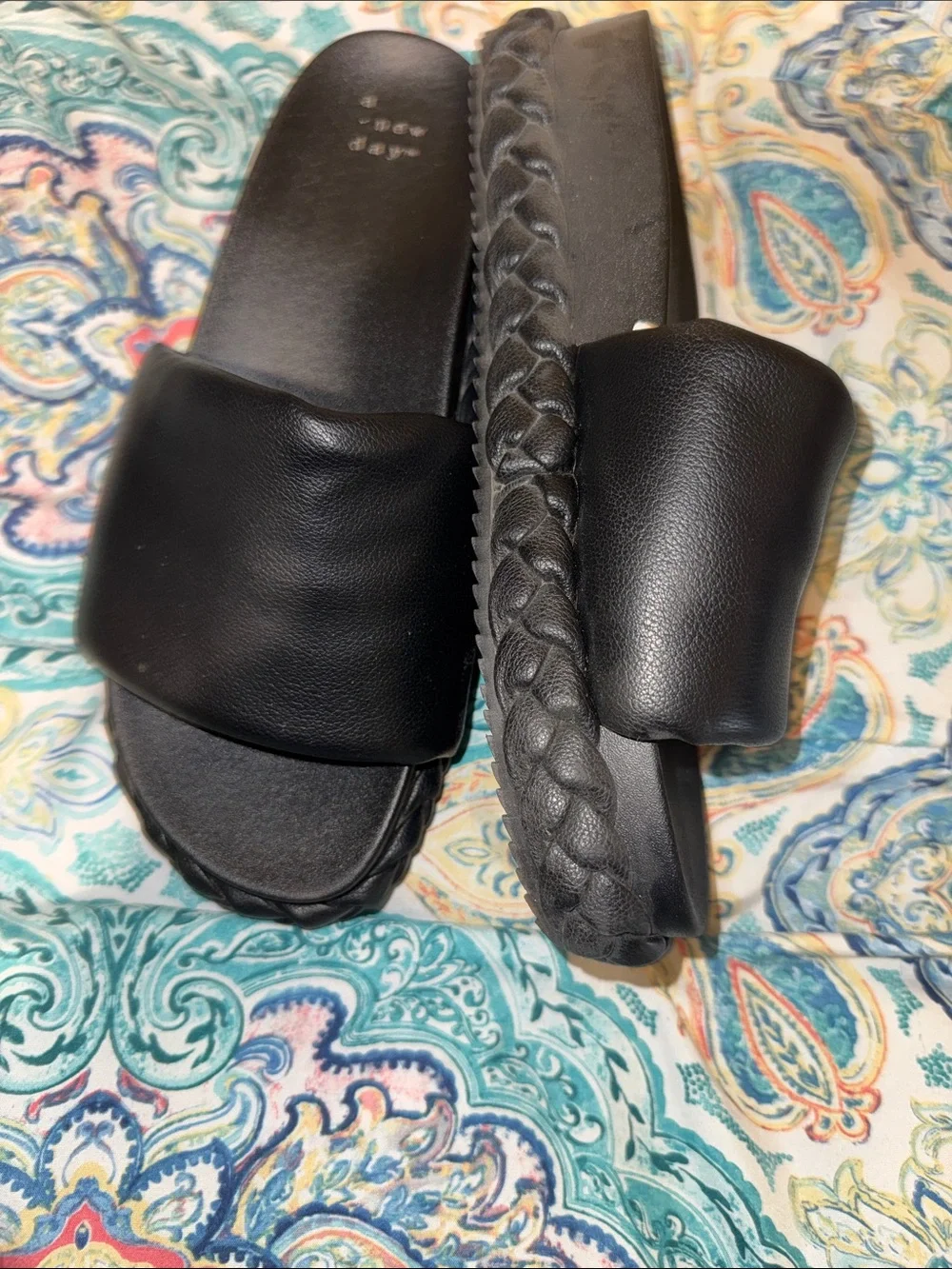 a new day Black Padded Slide Sandal with Wide Strap - Picture 4 of 5